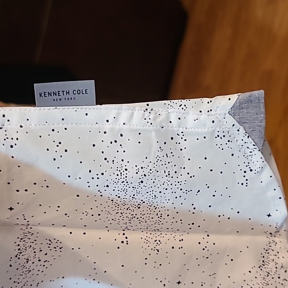 Kenneth Cole Button Down Shirt White With Speckled Black and Grey Trim Size L - Picture 12 of 16